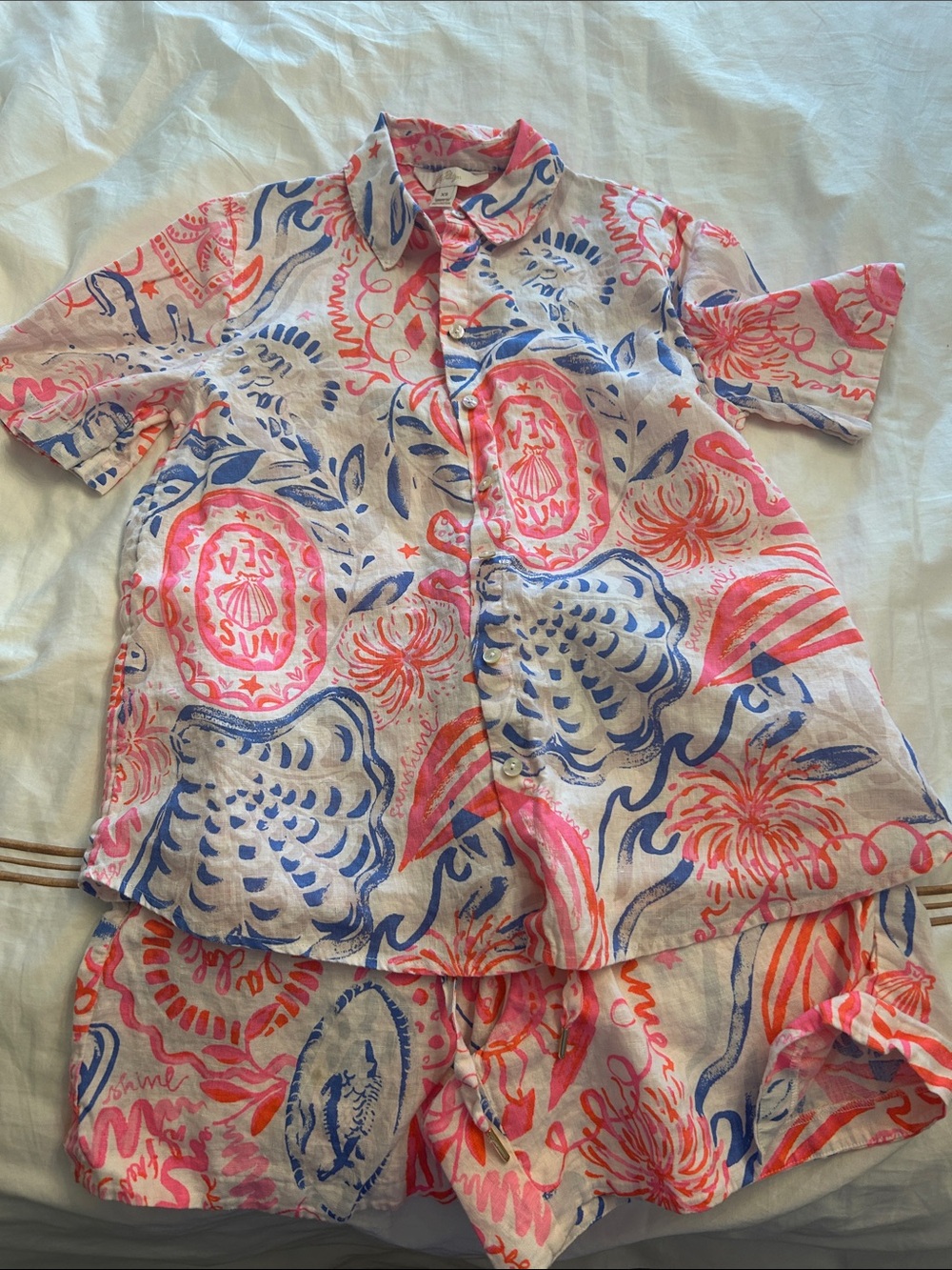 Lilly Pulitzer Pink Blue & White Linen Set